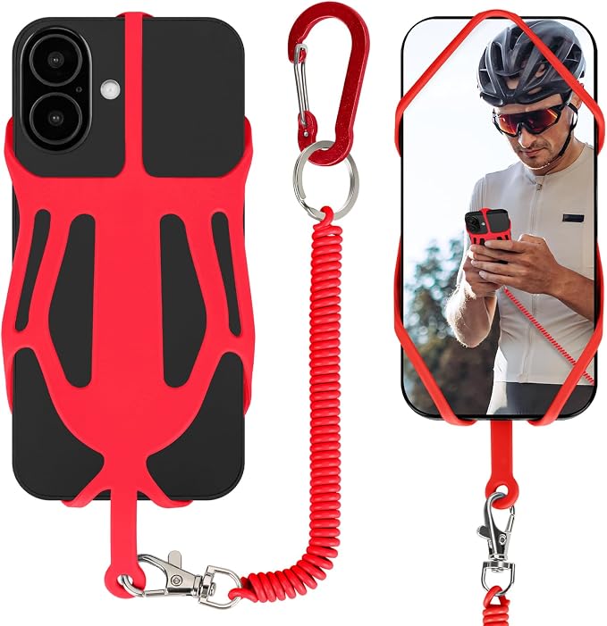 HOTEMIA Silicone Phone Lanyard Holder with Carabiner, Universal Phone Strap,Anti-Theft Phone Case with retractable tether