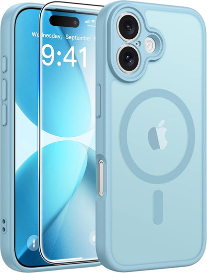 FNTCASE for iPhone 17 Case, Compatible with Magsafe, Glass Screen Protector | Full Camera Protection, Translucent Matte, 14FT Military Grade Drop Proof, Shockproof Protective Phone Cover, Teal