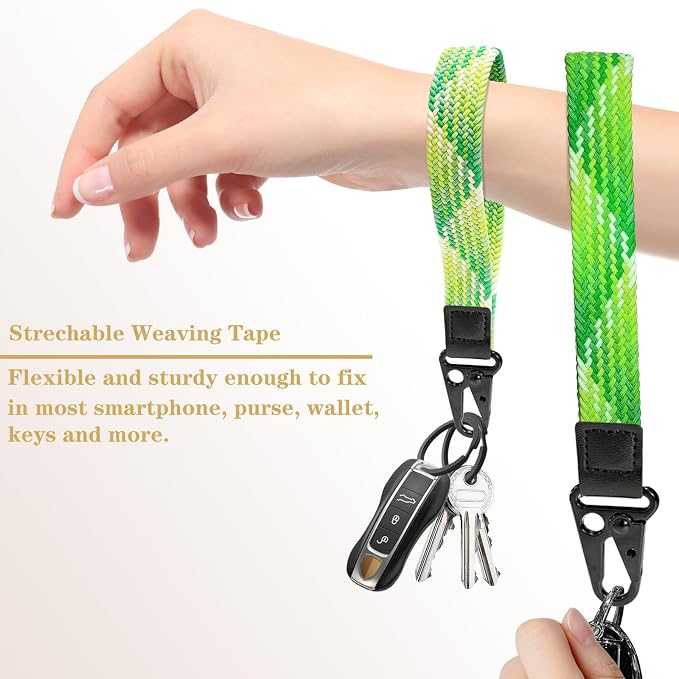 Stretchy Wristlet Keychain, Wrist Lanyard Strap Key Chain Holder to Hold Keys Wallet Phone ID Badge for Men Women