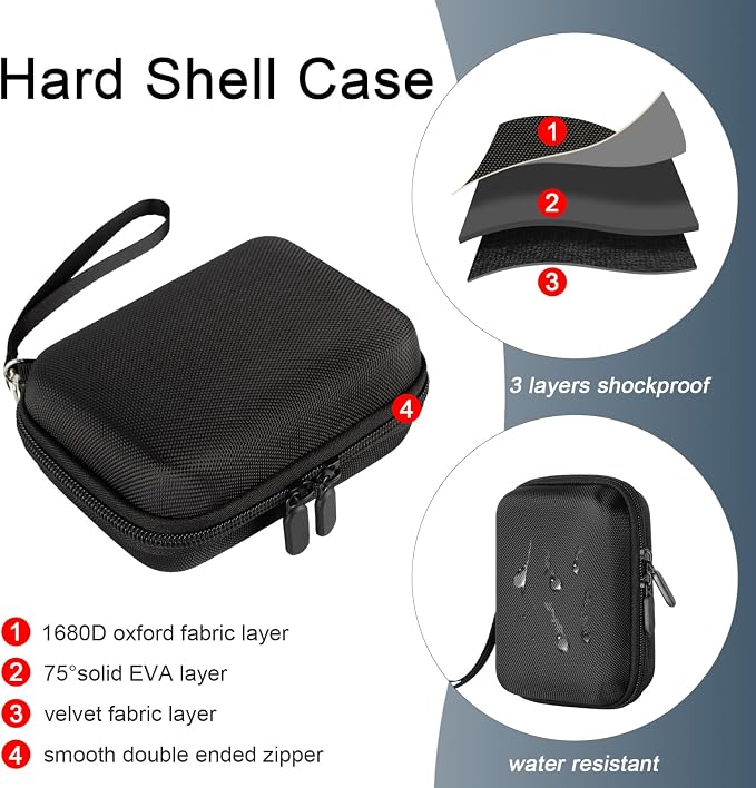 EVA Hard Shell Cable Organizer Travel Case for Cords & Tech Gear | Shockproof Portable Pouch,Fits Charger, USB Cable, Earbuds, SD Cards,Mesh Pockets & Elastic Loops,Compact for Commute, Travel