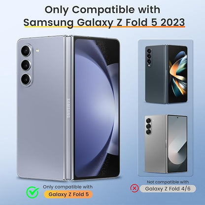 VEGO for Samsung Z Fold 5 Case, with Slide Camera Cover & Screen Protector | Built-in 360° Magnetic Kickstand Drop Protection Phone Case for Samsung Galaxy Z Fold 5 5G 2023 - Black