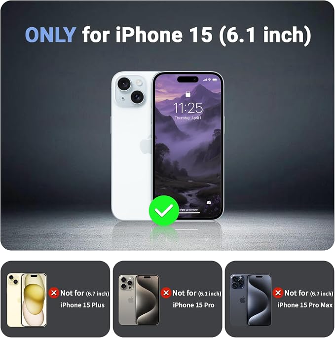 jaroco Magnetic for iPhone 15 Case, [Compatible with MagSafe][Military Grade Drop Protection][Heavy Duty Protection][Non-Slip][Shockproof] 2-Layer Durable Bumper Phone Case 6.1''-Dark Purple