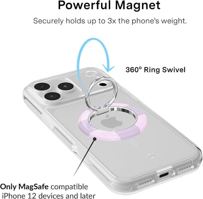 VELVET CAVIAR Compatible with MagSafe Phone Grip 2.0 | Cute Magnetic Ring Holder | Finger Loop Kickstand | Pop On Accessory for iPhone 17, 16, 15, 14, 13, 12 | Lilac Checkered