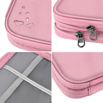 ZINMARK Portable Cable Organizer Case,Travel Pouch with Double-Layer Storage for Cables,Chargers,Earbuds & Phone,Pink