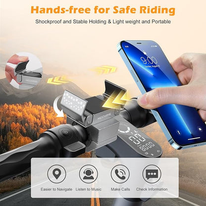 Phone Holder for Bike - Aluminum Alloy Bike Phone Mount Holder,360° Adjustable Handlebar Cellphone Stand-Horizontal & Vertical Vlog Shooting, Ebike Accessories Fit for Motorcycle/Scooter,Gray 88001A