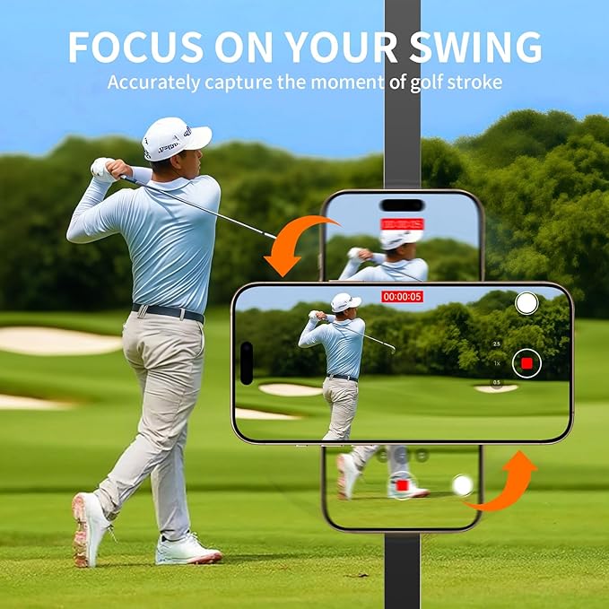 Magnetic Golf Cart Phone Holder Mount, Magnetic Phone Holder for Gym, Compatible with All Phones, Golfing Accessories Essentials Gifts for Men Women（Black）