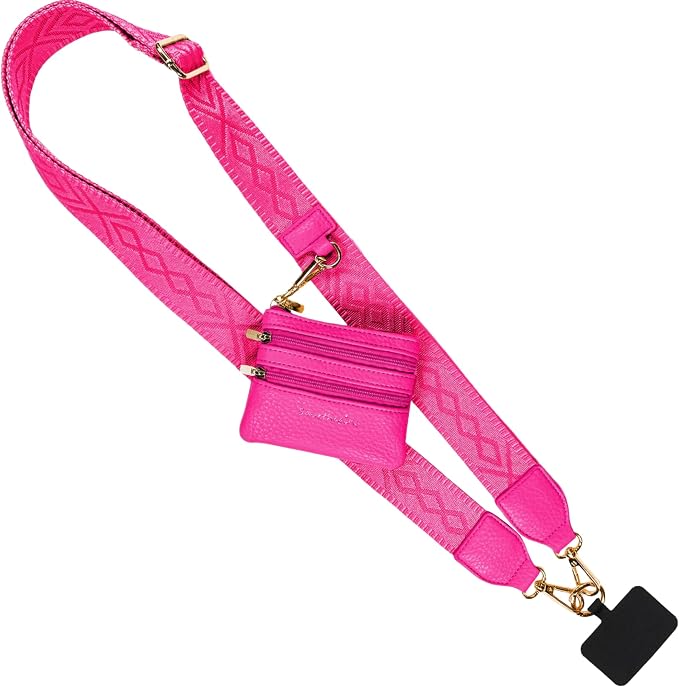 Save the Girls Original Clip and Go Phone Strap Pattern - Crossbody Phone Strap Chain with Zipper Wallet Pouch