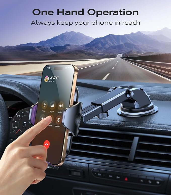 VICSEED [True Strongest Suction] [Rally Racing-Grade Stability] Phone Holders for Your Car 2025 Upgraded Car Phone Holder Mount Truck Stand Cradle for iPhone Samsung All Phones, Purple