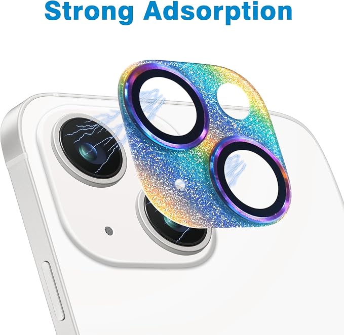 Compatible with iPhone 14 and iPhone 14 Plus Camera Lens Protector, Anti-Scratch Tempered Glass Camera Screen Protector Shockproof Full Protective Camera Cover Case Friendly Lens Cover-Colorful