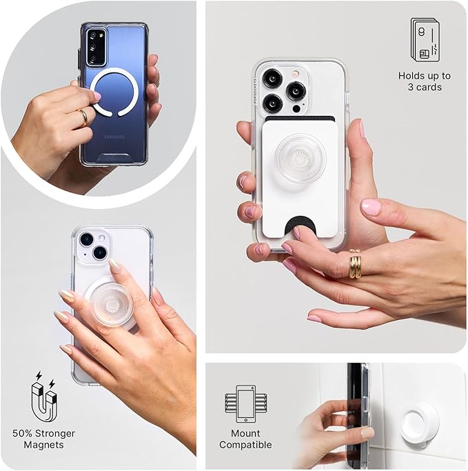 PopSockets Phone Grip for MagSafe, Magnetic Holder, Phone Stand, Green - Enamel Hammered Fresh Pine