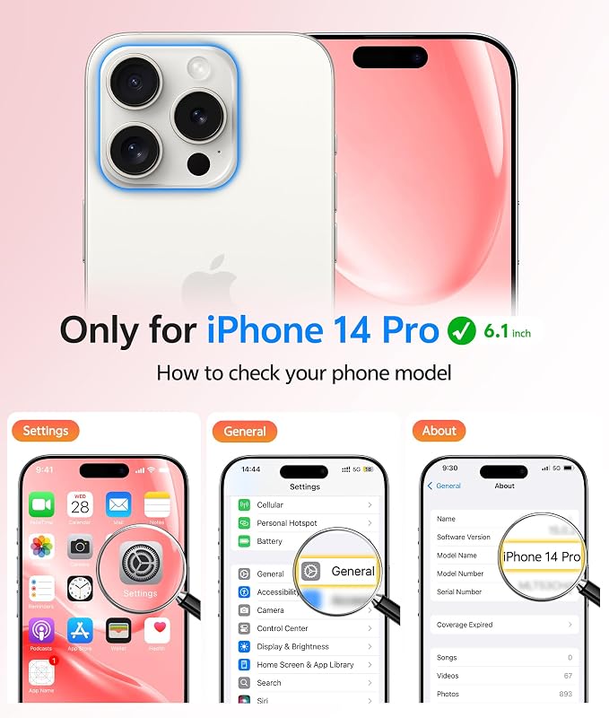 FNTCASE for iPhone 14 Pro Case: [Compatible with Magsafe] Translucent Matte Cases with [Full Camera Protection] [Screen Protector] Military Grade Shockproof Protective Phone Cover - Light Pink