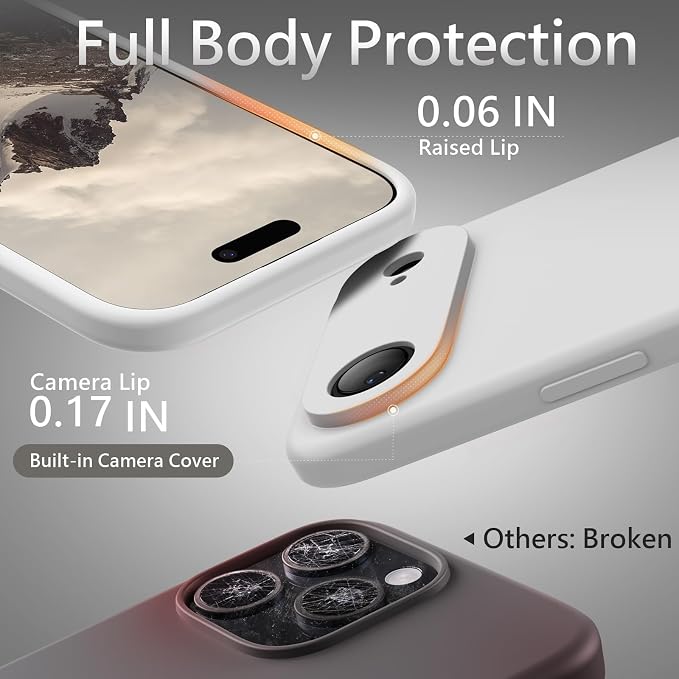 FireNova Magnetic for iPhone Air Case, Compatible with MagSafe, [Integrated Silicone Camera Control Button] [Camera Protection] Microfiber Lining Phone Case for iPhone 17 Air, 6.5", White