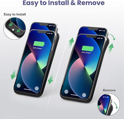 Battery Case for iPhone 13/13 Pro/14, [2025 Upgraded] 7500mAh Slim Portable Smart Charging Case Rechargeable Protective Extended Charging Cover for iPhone 13/13 Pro/14 Battery Pack (6.1 Inch), Black