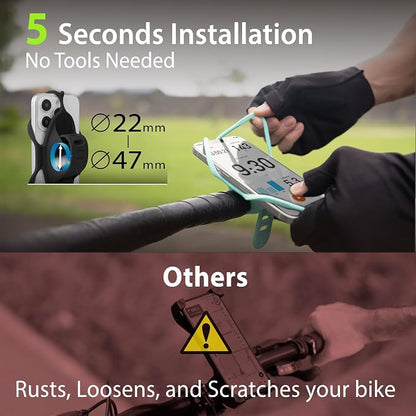 Bone Bike Tie 5, Bike Cell Phone Mount for Handlebar, Scratch-Free Silicone Holder with Anti-Slip & Shock-Absorbing Design, Cycling Phone Holder Compatible with Most Smartphones (Red - Handlebar)