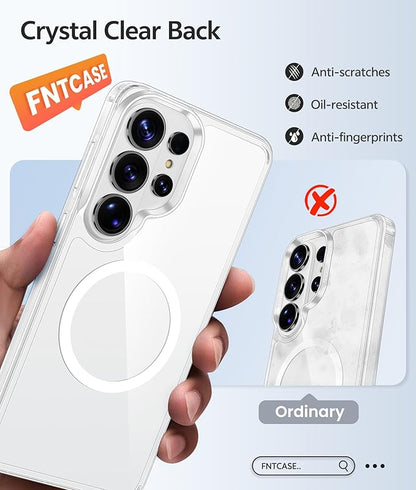 FNTCASE for Samsung Galaxy S26-Ultra Case: [Fit for Magsafe] [Screen Protector] Anti Yellowing Transparent Clear Military Grade - Shockproof Protective Phone Cover - Clear