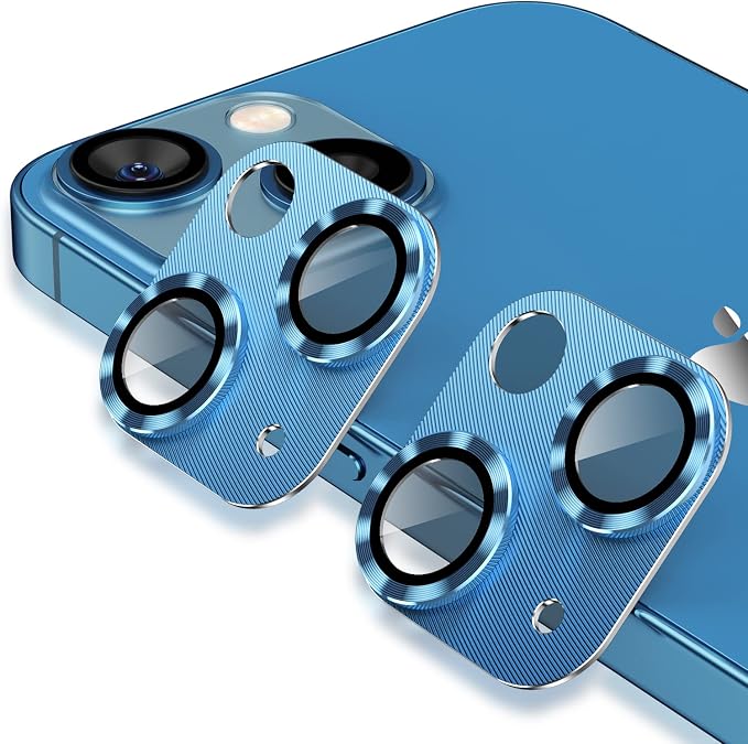 Korecase 2 Pack Camera Protector Compatible with iPhone 13 Mini Whole Piece 9H Tempered Glass Anti Scratch Dust Strong Adhesion full coverage Protective Pacific Blue