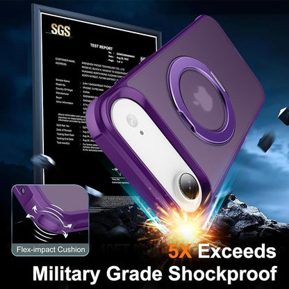 360° Magnetic Swivel Ring for iPhone 17 air case, Built-in Metal Stand and Ring Holder, Magsafe Compatible, Military Grade Protection, Shockproof - Purple