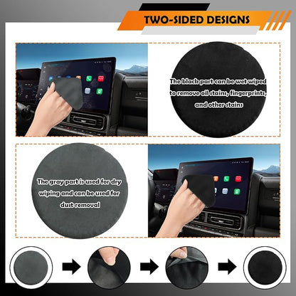 4.36"×4.36" Round Car Screen Cleaner,Double Sided Microfiber Screen Cleaning Pad for Car Display,Dashboard LCD Display,Universal Cell Phones,Touch Screen Cleaner for Car Accessories (Round)