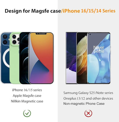 Nillkin Magsafe Wall Mount Magnetic Shower Phone Holder Waterproof, 2 Pack SnapHold Magnetic Sticker for iPhone 16 15 14 Series, Gym Magnetic Phone Holder, Magsafe Mount for Bathroom - Leather Version