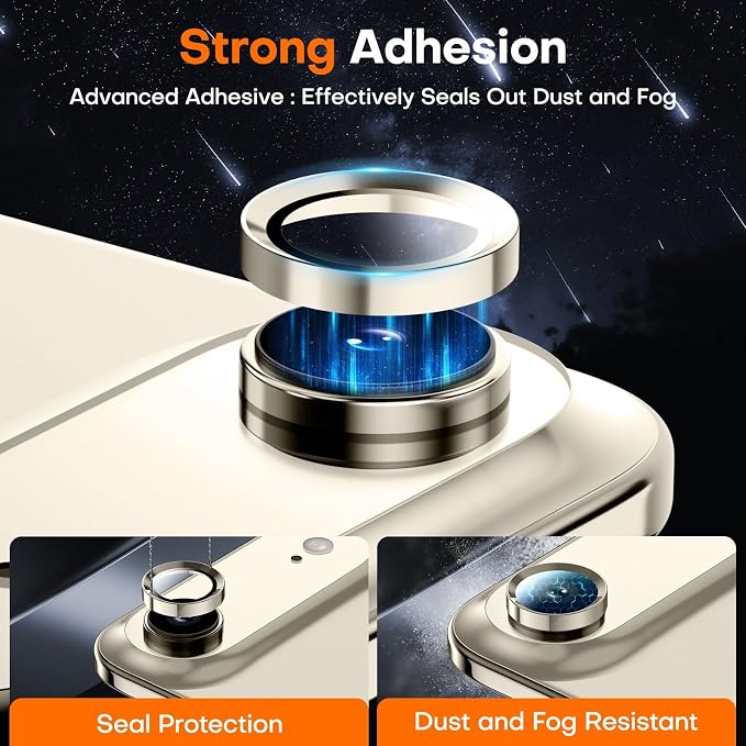 Camera Lens Protector for iPhone Air, Sapphire Glass Metal Individual Camera Cover Screen, Anti-drop, Case Friendly- Light Gold