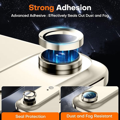 Camera Lens Protector for iPhone Air, Sapphire Glass Metal Individual Camera Cover Screen, Anti-drop, Case Friendly- Light Gold