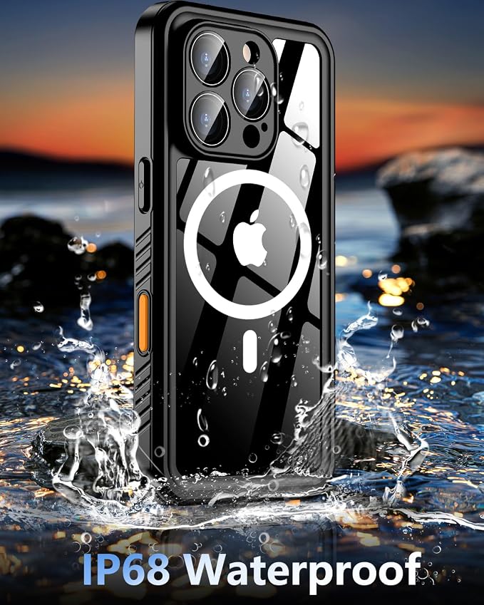 Oterkin Waterproof Case for iPhone 16 Pro Max Case Compatible with MagSafe,Full Body Rugged 16 Pro Max Phone Case with Built-in HD Screen & Lens Protector [12FT Military] Case (Blue)
