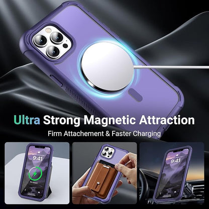 jaroco Magnetic for iPhone 12 Pro Max Case, [Compatible with MagSafe][Military Grade Drop Protection][Heavy Duty Protection][Non-Slip][Shockproof] 2-Layer Durable Bumper Phone Case 6.7''-Dark Purple