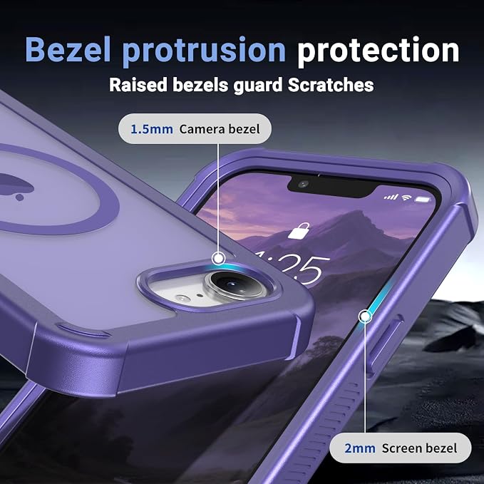jaroco Magnetic for iPhone 17e Case& iPhone 16e Case, [Compatible with MagSafe][Military Grade Drop Protection][Heavy Duty Protection][Non-Slip][Shockproof] 2-Layer Bumper Phone Case 6.1''-Dark Purple