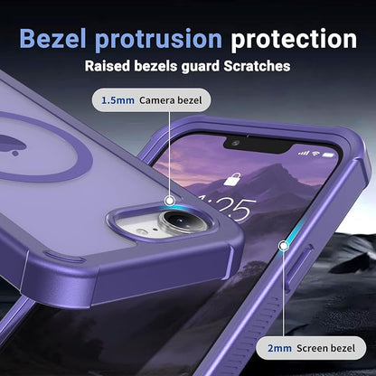 jaroco Magnetic for iPhone 17e Case& iPhone 16e Case, [Compatible with MagSafe][Military Grade Drop Protection][Heavy Duty Protection][Non-Slip][Shockproof] 2-Layer Bumper Phone Case 6.1''-Dark Purple