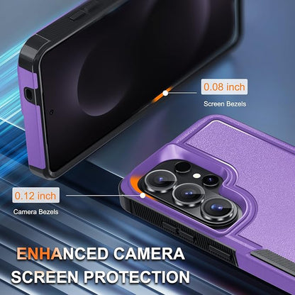 for Samsung Galaxy S26 Ultra Case with Screen Protector+Camera Lens Cover,Military Grade Heavy Duty Shockproof Phone Cover with Wrist Lanyard Strap for Samsung S26Ultra,Lavender