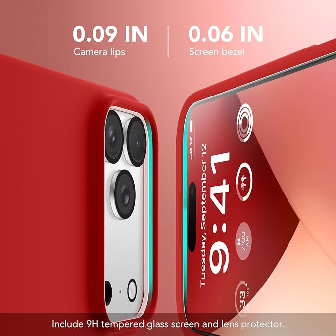 GONEZ Magnetic for iPhone 17 Pro Case, Compatible with MagSafe, [Screen Protector + Camera Lens Protector], Liquid Silicone Anti-Scratch Shockproof Protective Phone Case 6.3 inch, Red