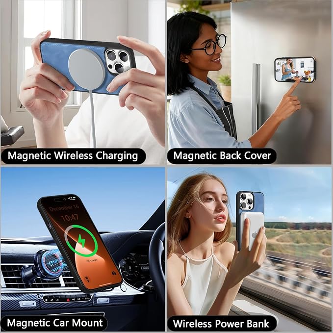 Wallet Case for iPhone 15 Pro with Card Holder/Crossbody Wallet/Strap| RFID Blocking | Magnetic | Kickstand | Detachable | PU Leather Phone Case for iPhone 15 Pro,6.1 in,Sky Blue