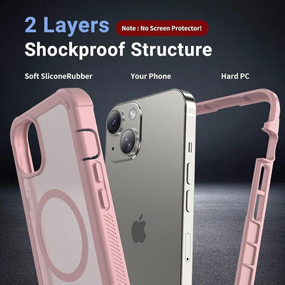 jaroco Magnetic for iPhone 13 Case, [Compatible with MagSafe][Military Grade Drop Protection][Heavy Duty Protection][Non-Slip][Shockproof] 2-Layer Durable Bumper Phone Case 6.1''-Light Pink