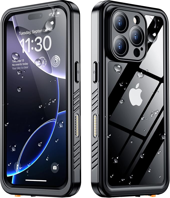 SPIDERCASE for iPhone 16 Pro Case Waterproof, [12FT Military Drop Proof] [IP68 Waterproof] [Full Body Protection] Heavy Duty Protective Cover for iPhone 16 Pro 6.3”, Black
