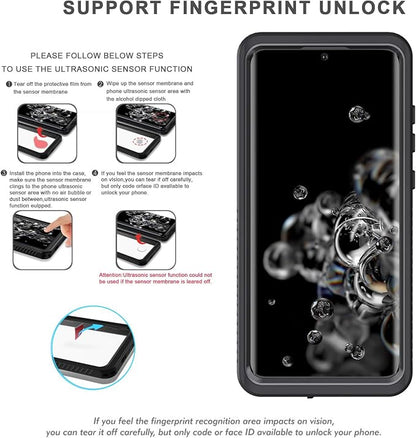 Lanhiem for Samsung Galaxy S20 Ultra Case, IP68 Waterproof Dustproof with Built-in Screen Protector, Heavy Duty Full Body Protective Phone Case for Samsung S20 Ultra 5G, Black/Clear