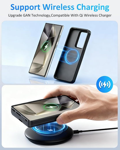 Battery Case for Samsung Galaxy S24 Ultra, 10000mAh Qi Wireless Charging Magnetic Rechargeable Extended Charge Case, Portable Protective Power Bank for Samsung S24 Ultra(6.8") Black