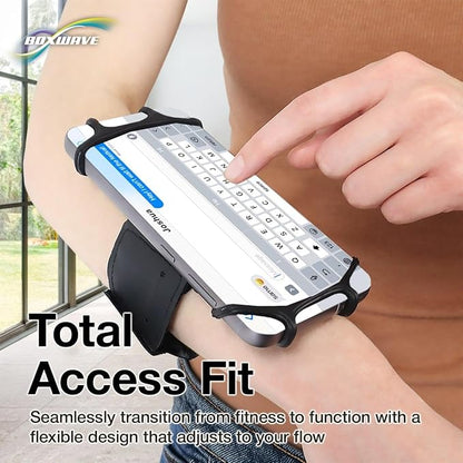 BoxWave Holster Compatible with LG Wing - ActiveStretch Sport Armband, Adjustable Armband for Workout and Running - Jet Black