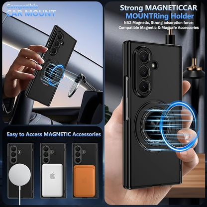 Hekodonk for Galaxy Z Fold 8 Ultra Case with 360 Rotatable Stand,[Compatible with MagSafe][Front Screen Protector],Magnetic Ring Holder with Hinge Protective Case for Samsung Z Fold 8 Ultra,All Black