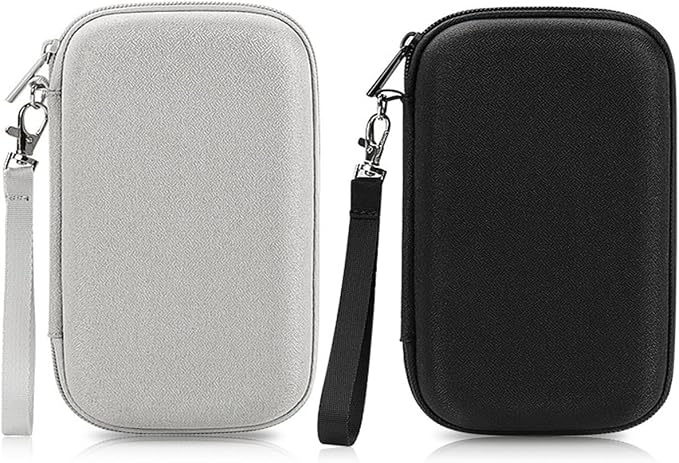 CAAORDKSO 2Pack Hard Drive Carrying Case Storage Organizer Bag,Hard Travel Electronic Organizer Case for Power Bank Chargers Cables USB Flash Drive SD Card Mouse Electronic Accessories Bag(Black+Gray)
