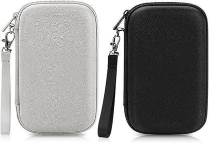 CAAORDKSO 2Pack Hard Drive Carrying Case Storage Organizer Bag,Hard Travel Electronic Organizer Case for Power Bank Chargers Cables USB Flash Drive SD Card Mouse Electronic Accessories Bag(Black+Gray)