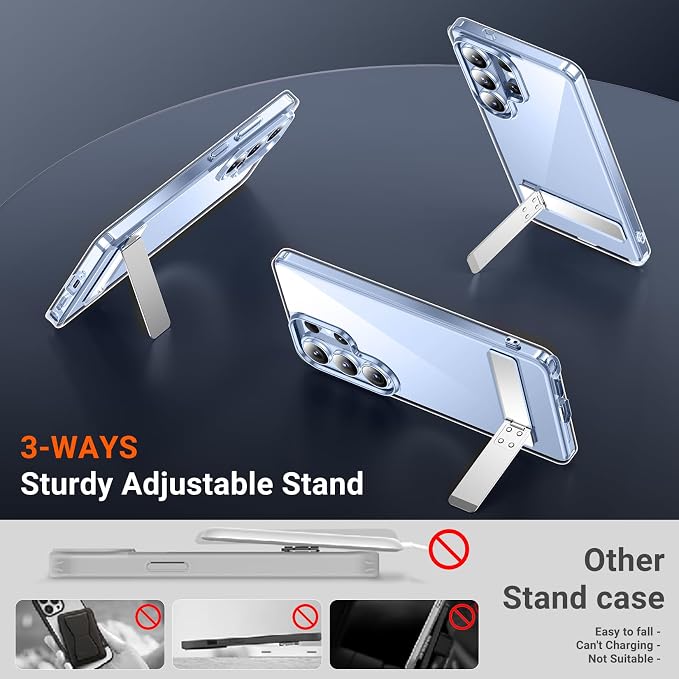Temdan Designed for Samsung Galaxy S26 Ultra Case,[Built in Hidden Kickstand][Military Grade Drop Protection] [Never Yellowing] Slim Thin Phone Case for Galaxy S26 Ultra Case 6.9"- Crystal Clear