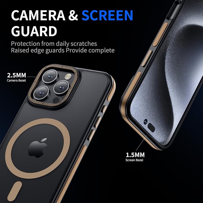 Strong Magnetic for iPhone 16 Pro Max case [10Ft Military-Grade Protection] Compatible with fit MagSafe Shockproof Slim Thin Cover case for iPhone 16 Pro Max 6.9 inch, Desert Brown