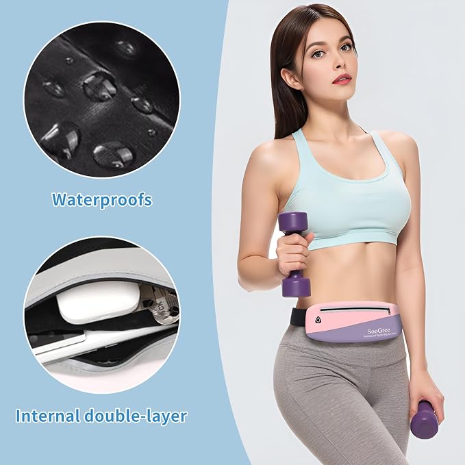 SooGree Slim Fanny Packs for Women Men,Waterproof Waist Pack with Reflective Strip Adjustable Strap,Running Belt for Sports Workout Cycling Hiking, Casual Hands-Free Wallets Phone Bag