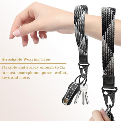 Stretchy Wristlet Keychain, Wrist Lanyard Strap Key Chain Holder to Hold Keys Wallet Phone ID Badge for Men Women