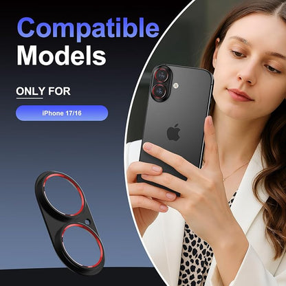Aluminum Alloy Lens Cover for iPhone 17 - Metal Camera Bumper Frame Only -Scratch Resistant, Black