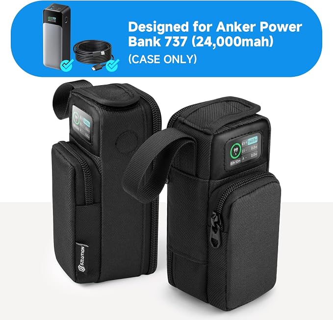 Travel Case for Anker 737 Power Bank 24,000mAh 3-Port, Protective Storage Bag Pouch for Anker 737 PowerCore 24K Portable Charger (Case Only) - Black