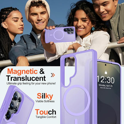 MOZOTER for Samsung Galaxy S25 Ultra Case,[Compatible with MagSafe] Purple | [12Ft Military Dropproof][2*Screen Protector]Translucent Anti-Slip Back Slim Shockproof Case for S25 Ultra-Purple