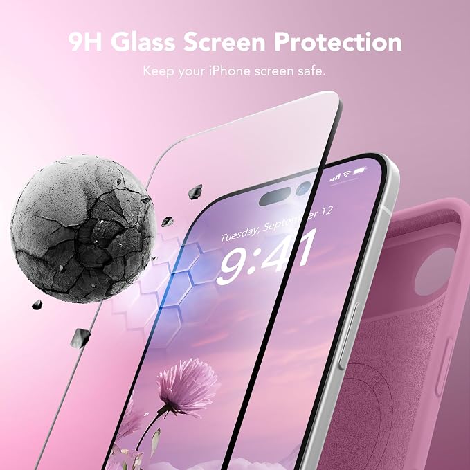 Magnetic for iPhone Air Case, Compatible with MagSafe, [Full Camera Protection][Screen Protector] Silicone Shockproof Protective Phone Case for iPhone 17 Air 6.5", Blackcurrant