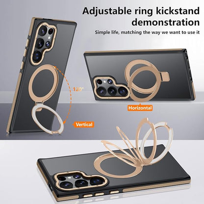 for Samsung Galaxy S24 Ultra Case, Magnetic Adjustable Ring Stand [Fit for Magsafe], [Military-Grade Shockproof Protection] Phone Case with Kickstand & Ring Holder (Desert Gold)