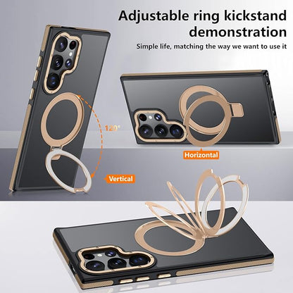 for Samsung Galaxy S22 Ultra Case, Magnetic Adjustable Ring Stand [Fit for Magsafe], [Military-Grade Shockproof Protection] Phone Case with Kickstand & Ring Holder (Desert Gold)